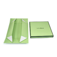 Green rigid foable box with lid off